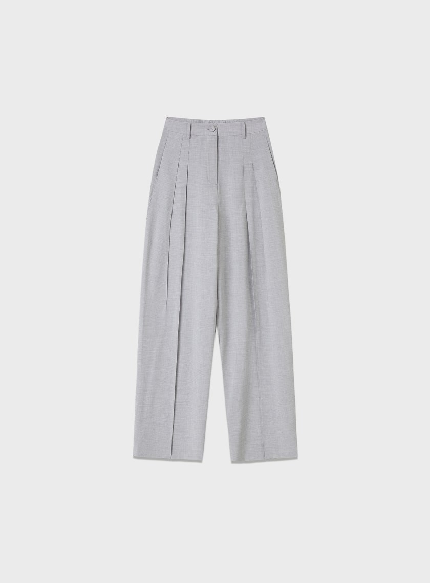 率性垂感內褶闊腿褲