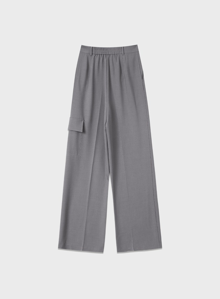 不對稱工裝闊腿褲