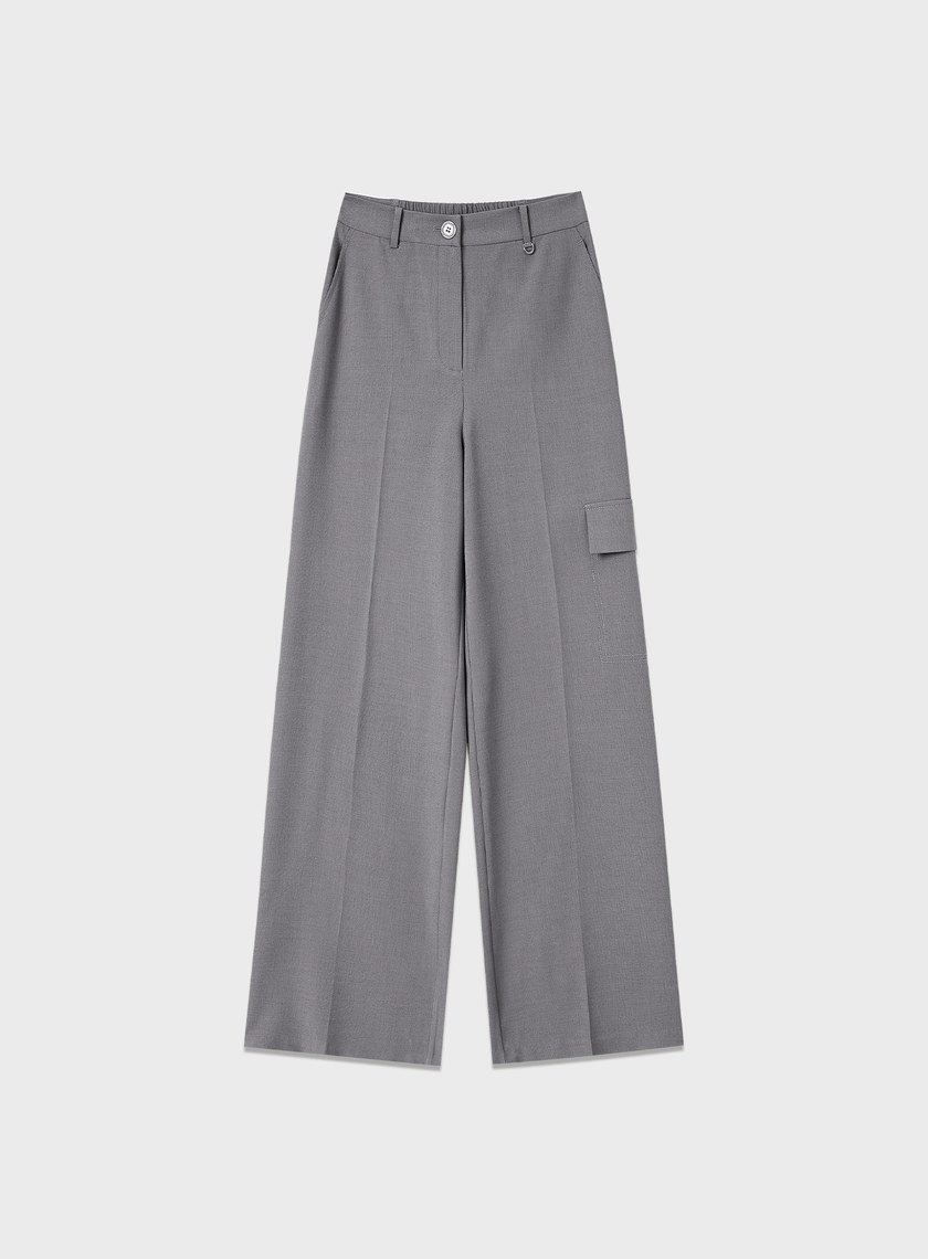 不對稱工裝闊腿褲