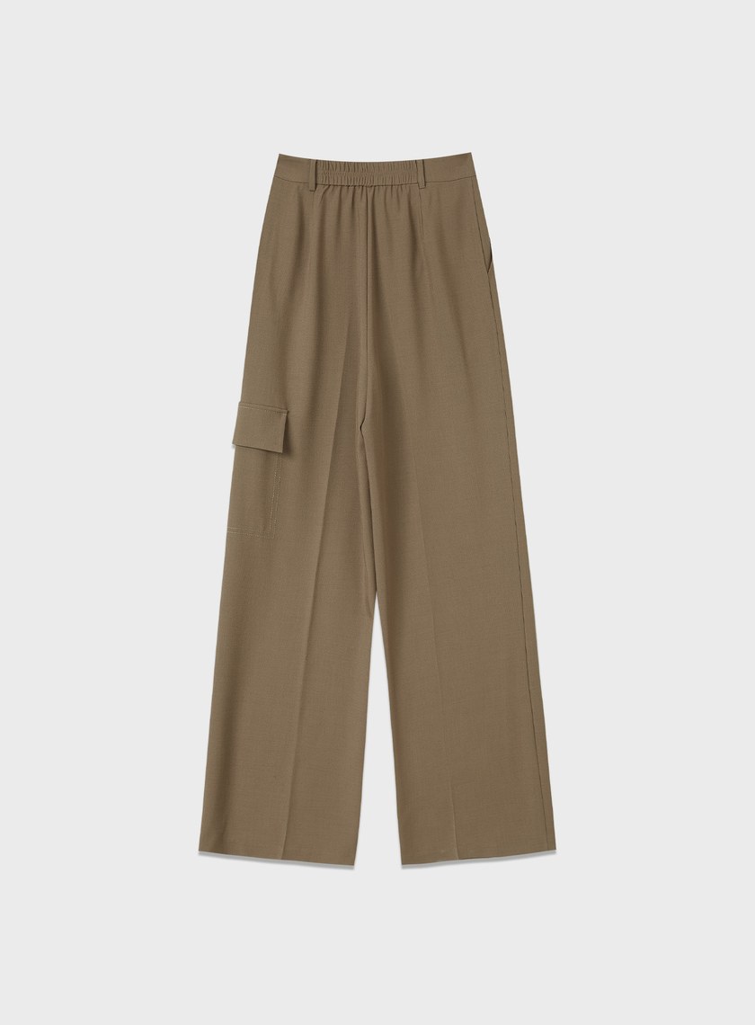 不對稱工裝闊腿褲