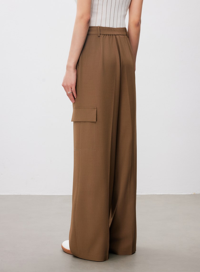 不對稱工裝闊腿褲