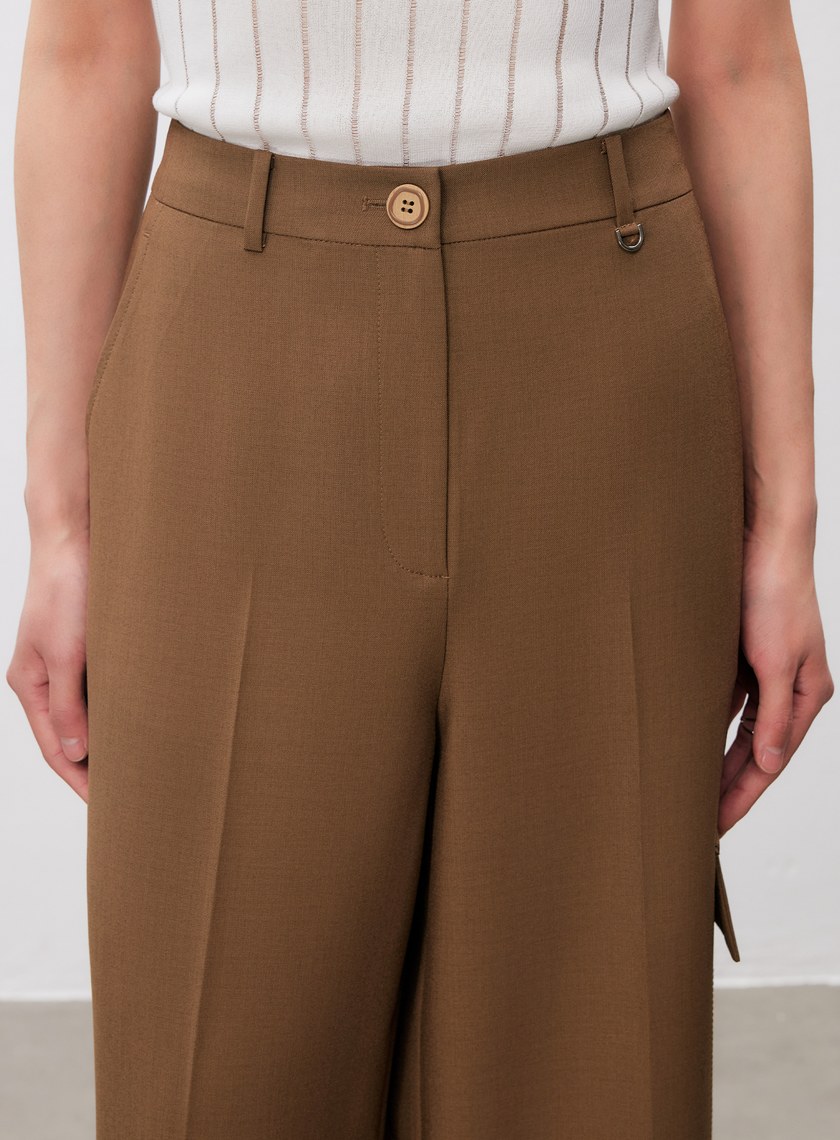 不對稱工裝闊腿褲