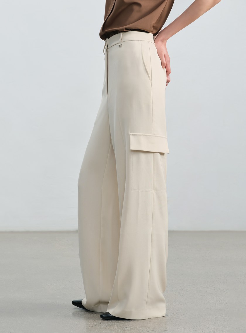 不對稱工裝闊腿褲