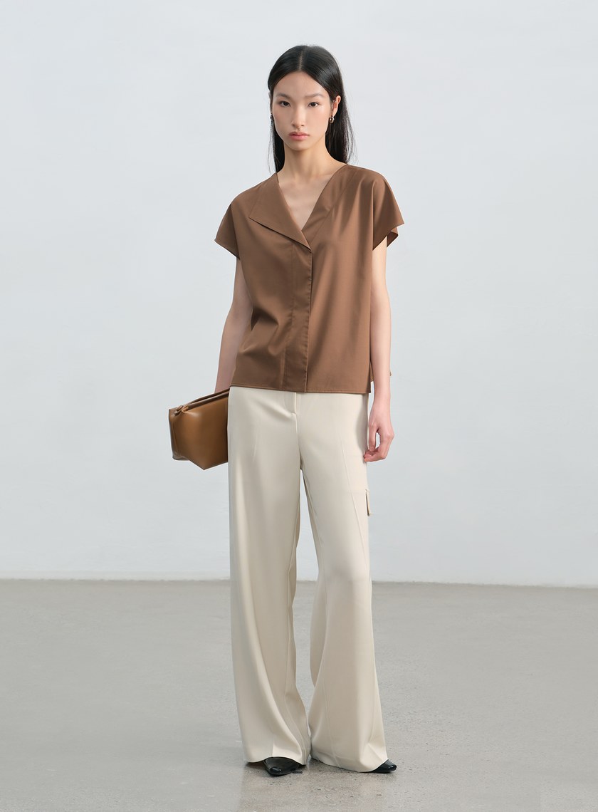 不對稱工裝闊腿褲