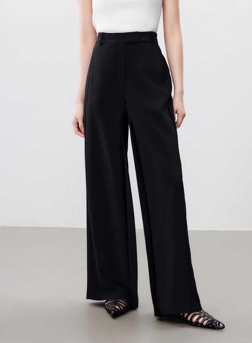 涼感活褶闊腿褲