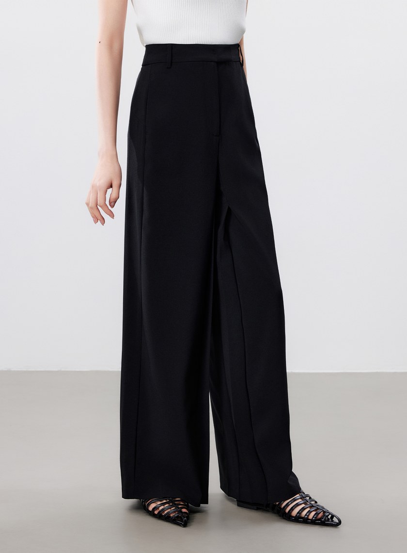 涼感活褶闊腿褲