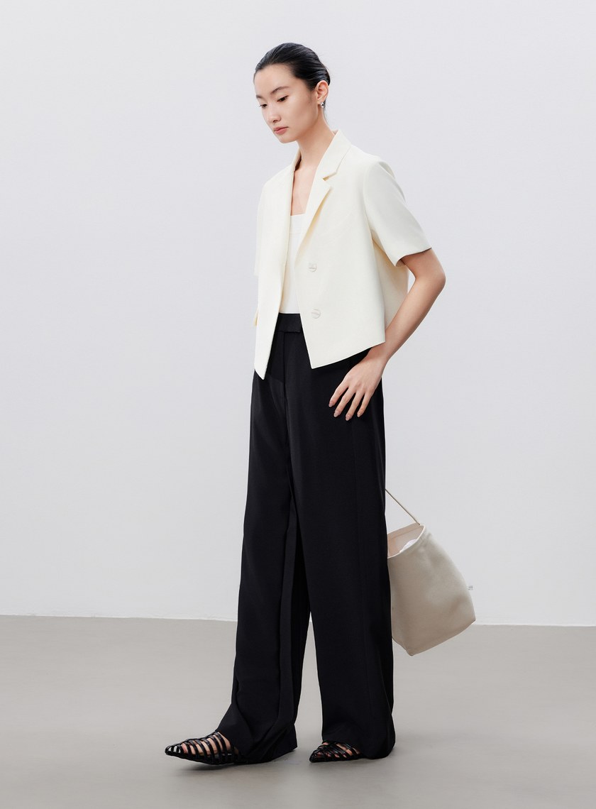 涼感活褶闊腿褲