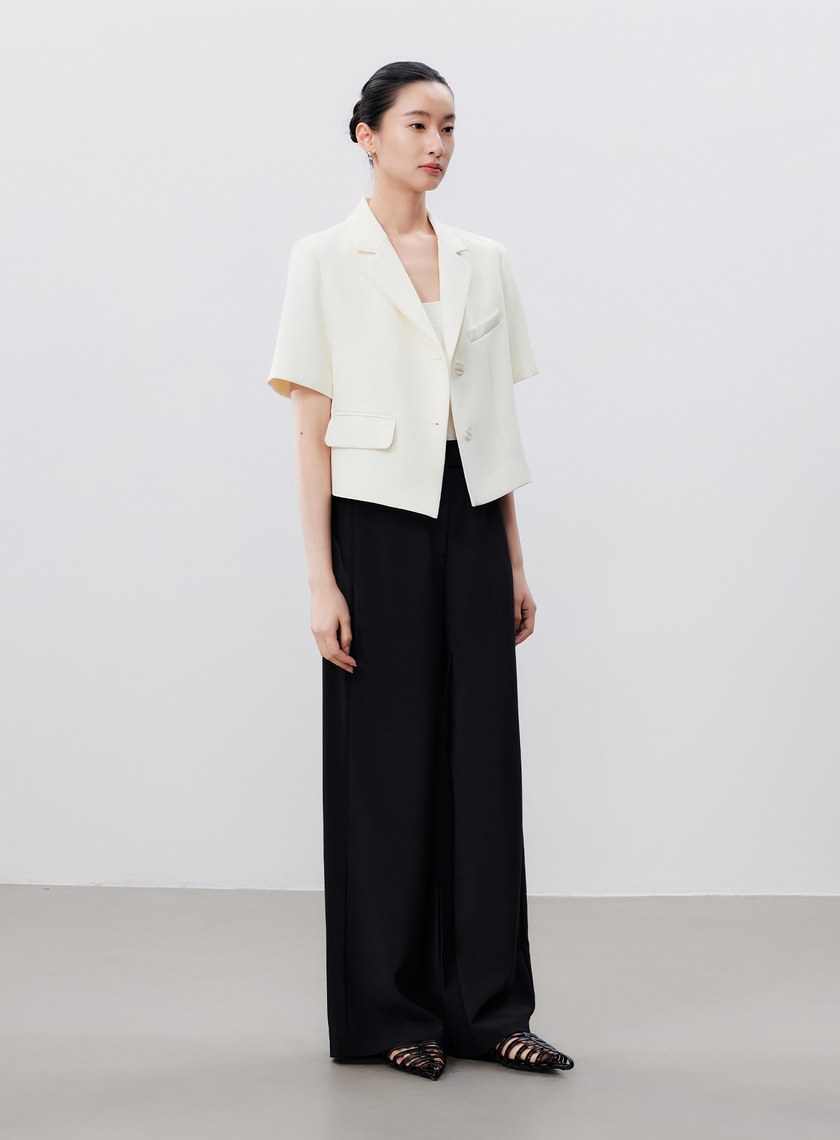 涼感活褶闊腿褲