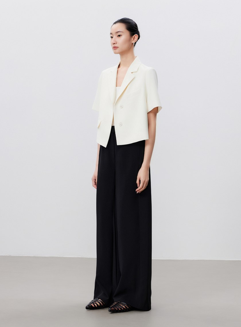 涼感活褶闊腿褲