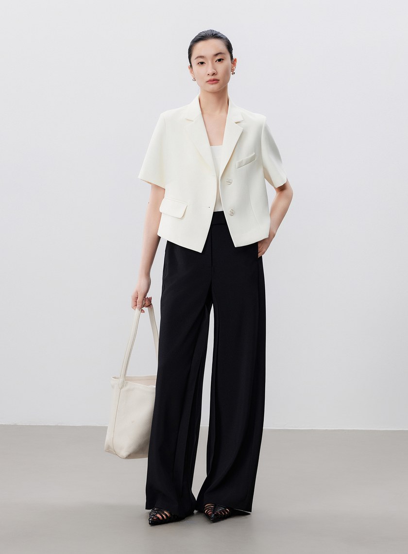 涼感活褶闊腿褲