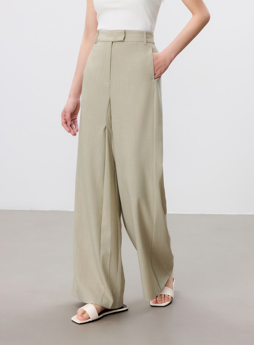 涼感活褶闊腿褲