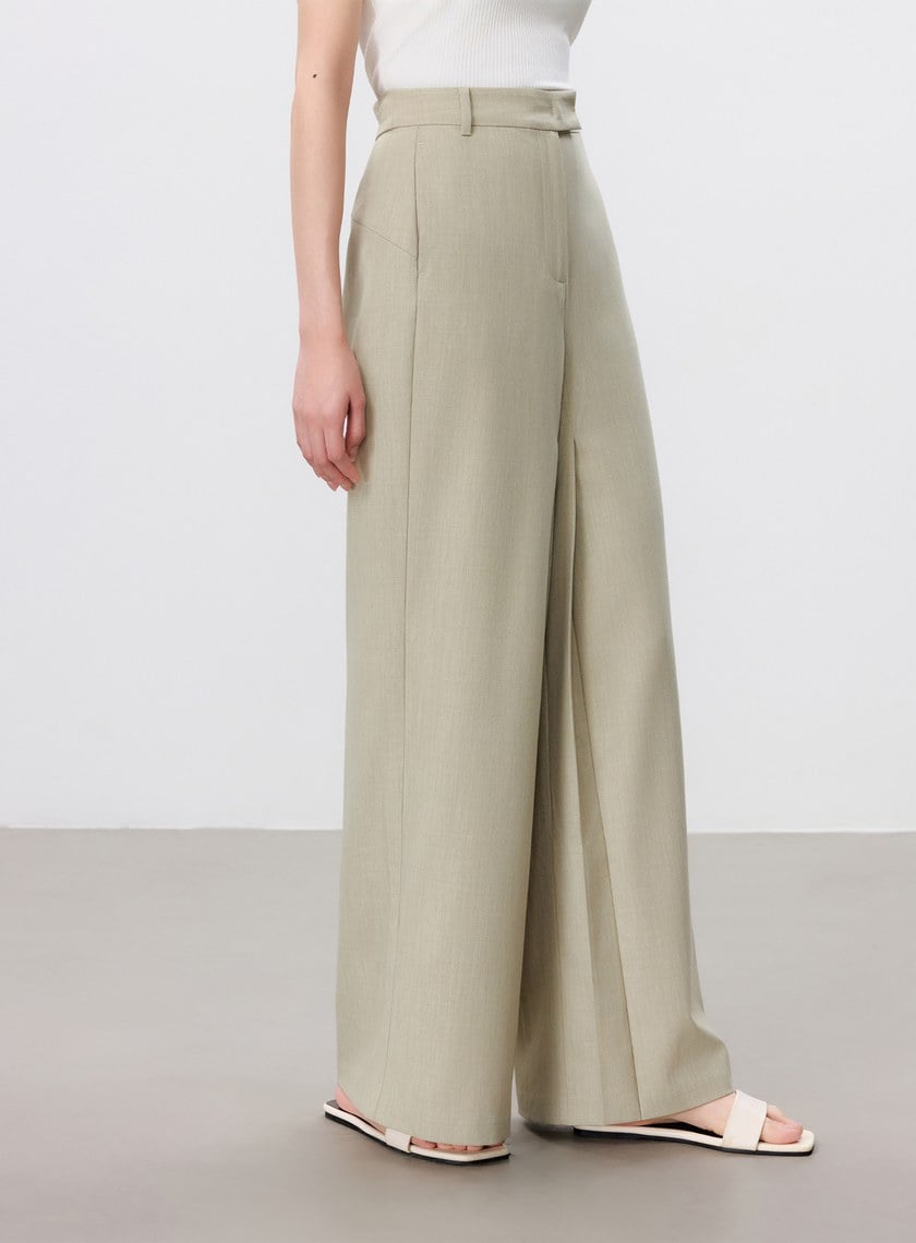 涼感活褶闊腿褲