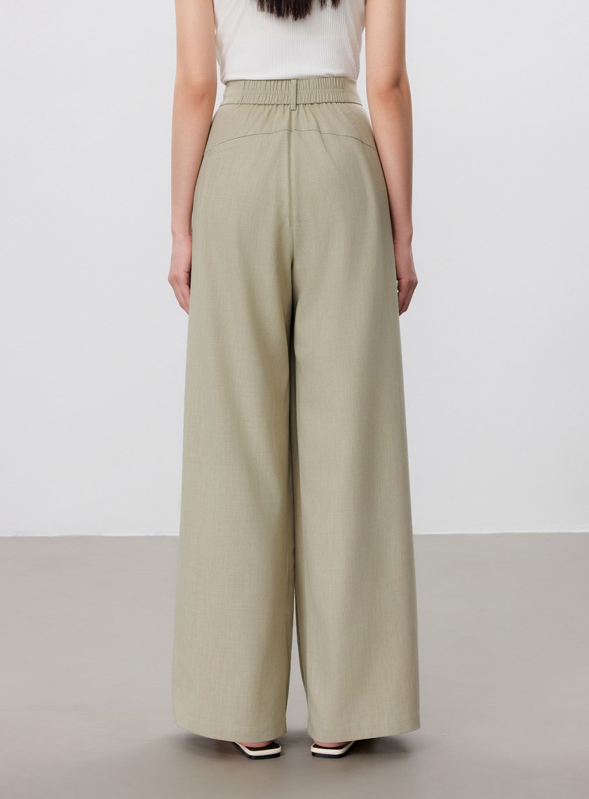 涼感活褶闊腿褲