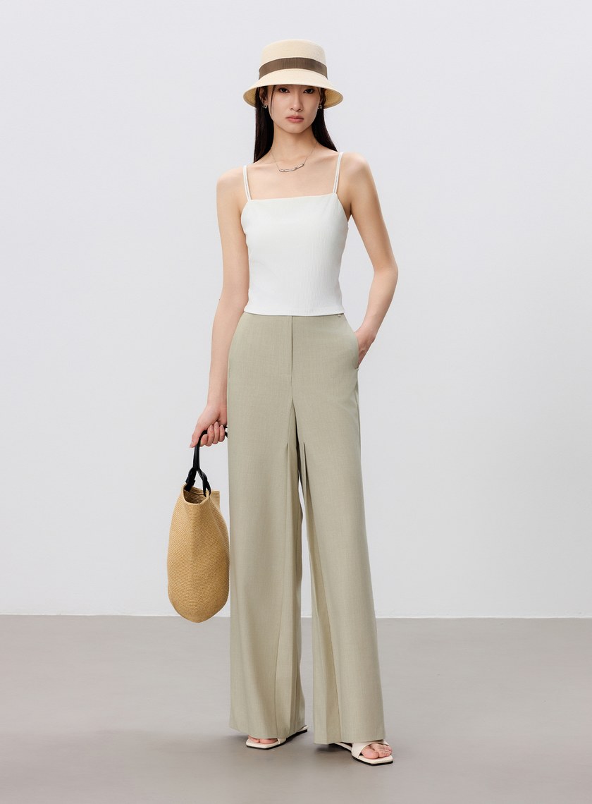 涼感活褶闊腿褲