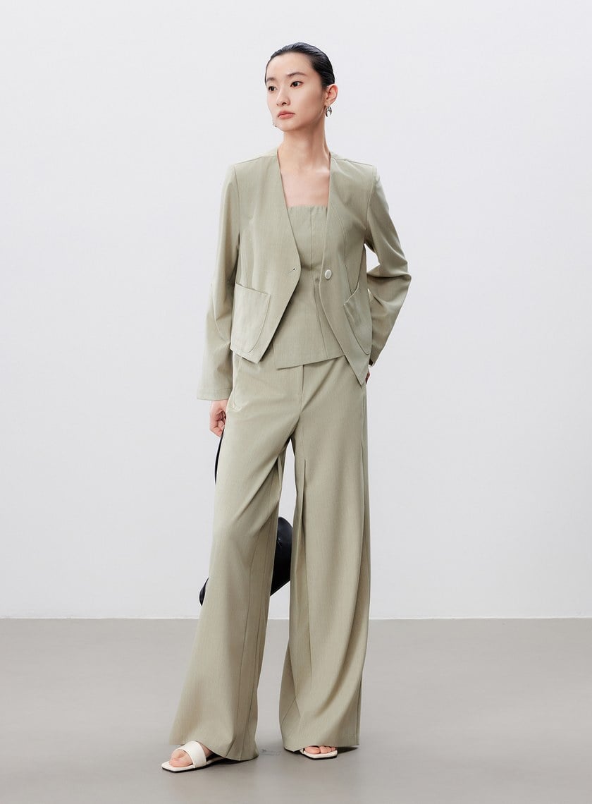 涼感活褶闊腿褲