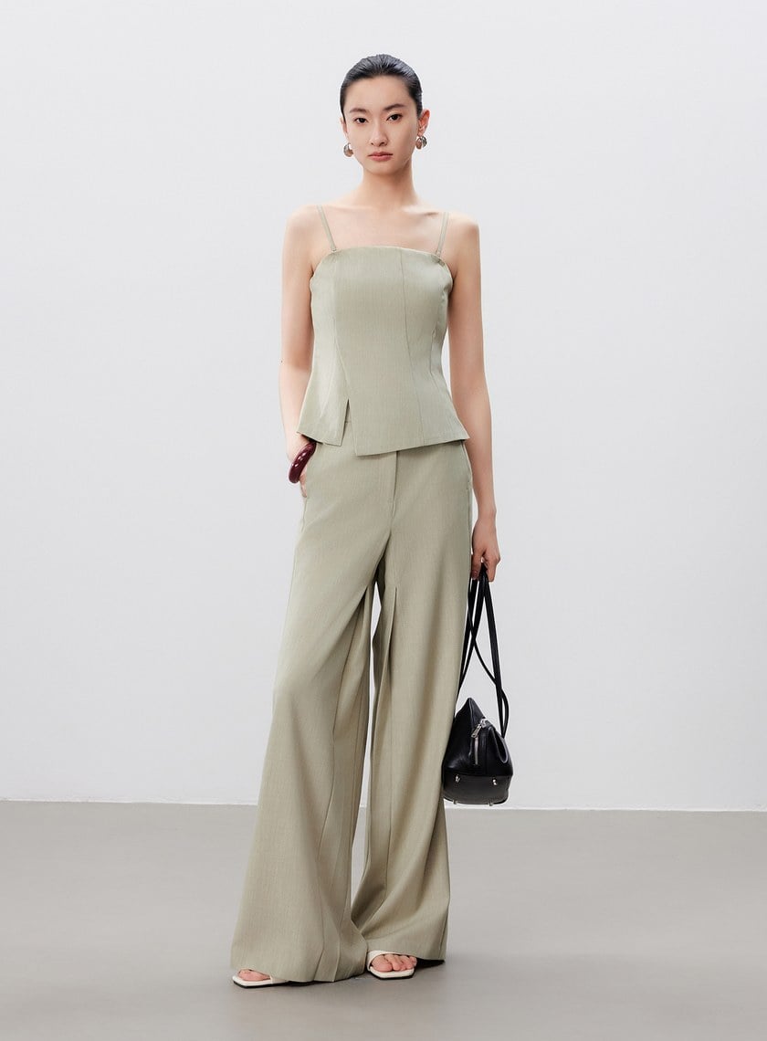 涼感活褶闊腿褲