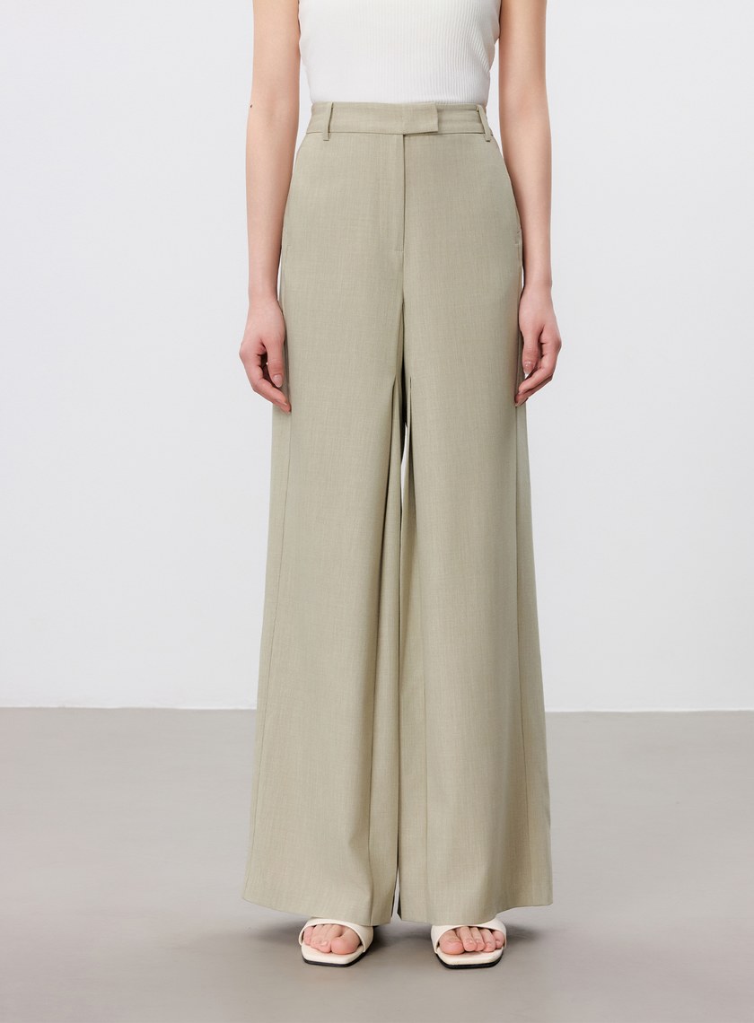 涼感活褶闊腿褲