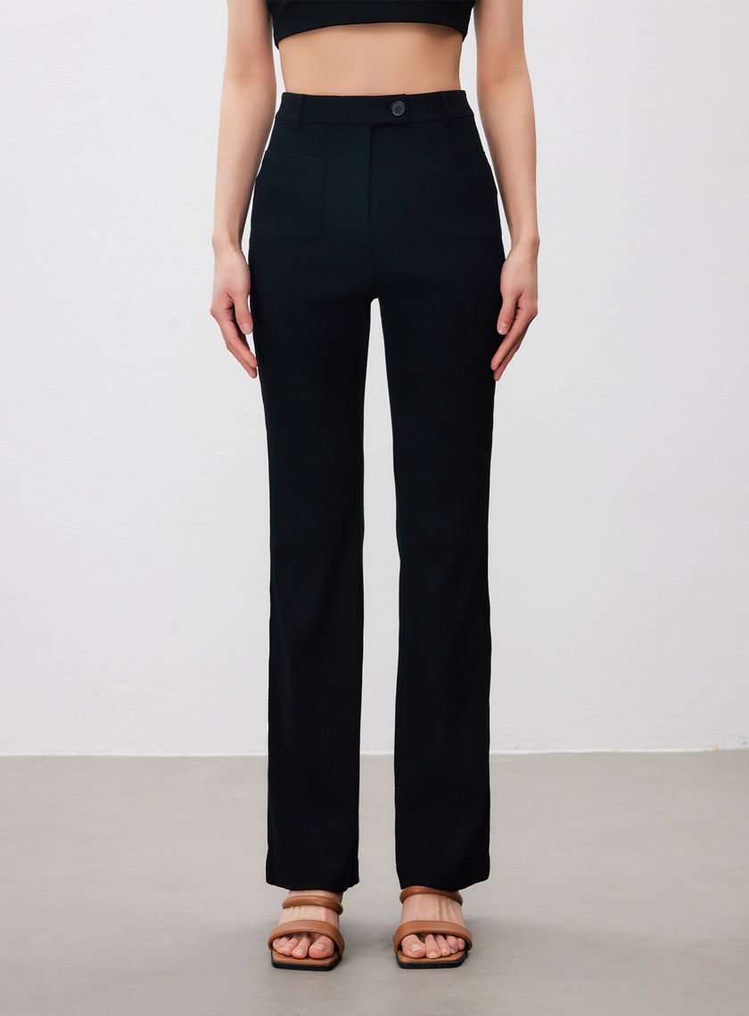 彈性針織喇叭褲