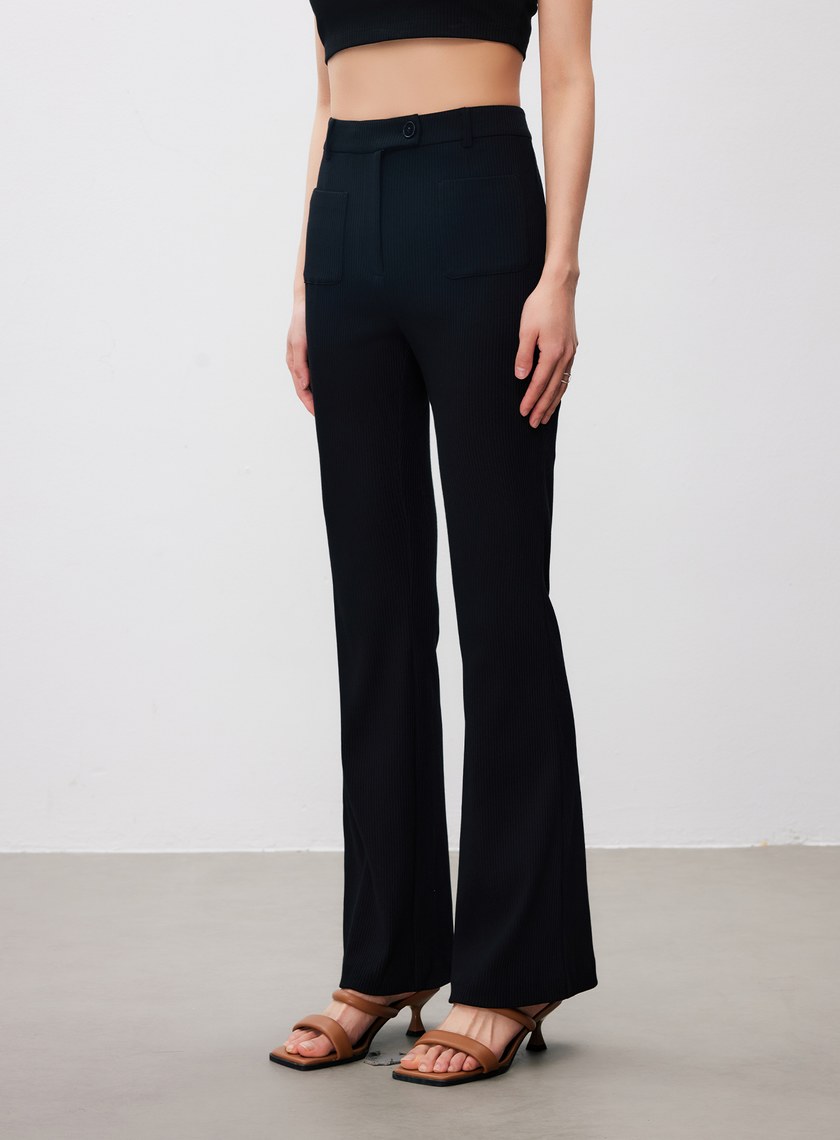 彈性針織喇叭褲