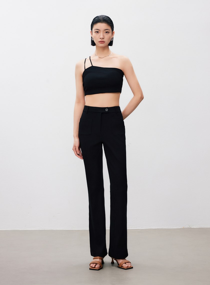 彈性針織喇叭褲