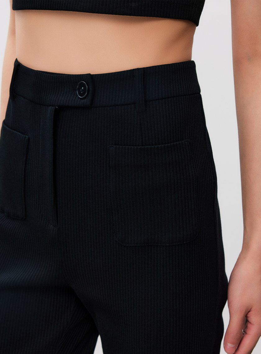 彈性針織喇叭褲