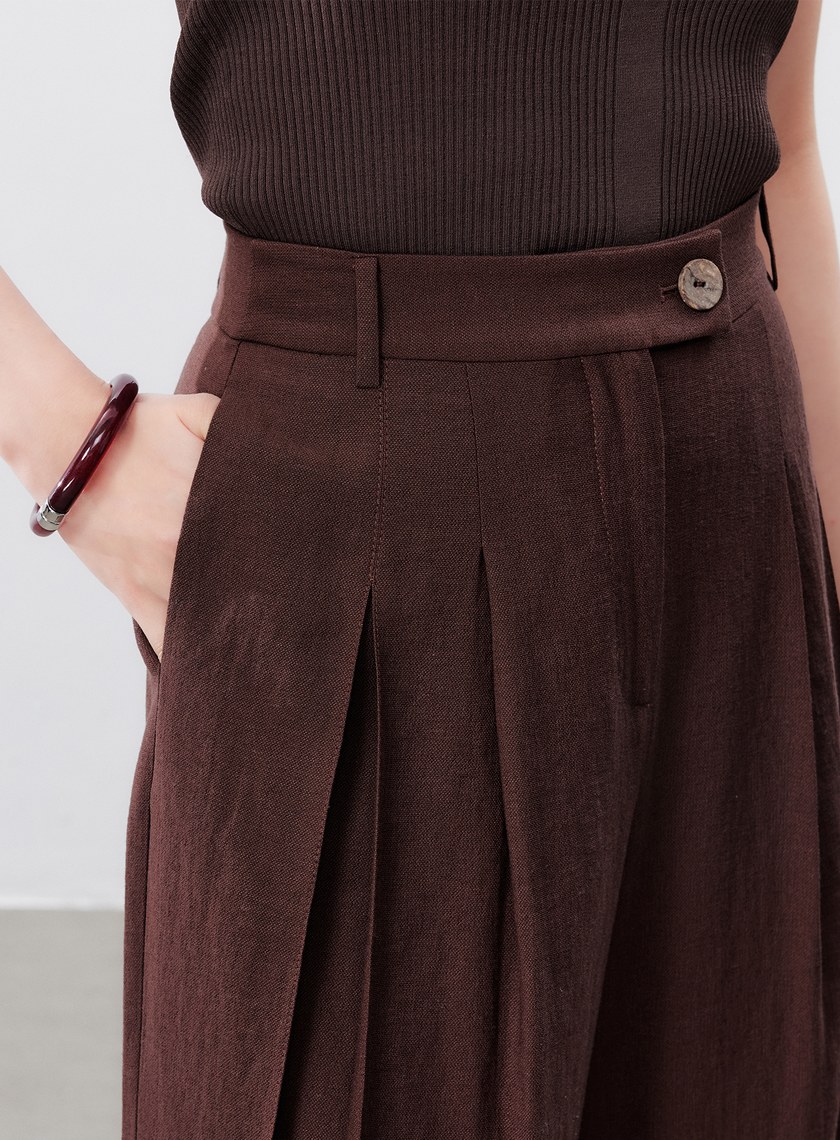 涼感活褶飄逸闊腿褲