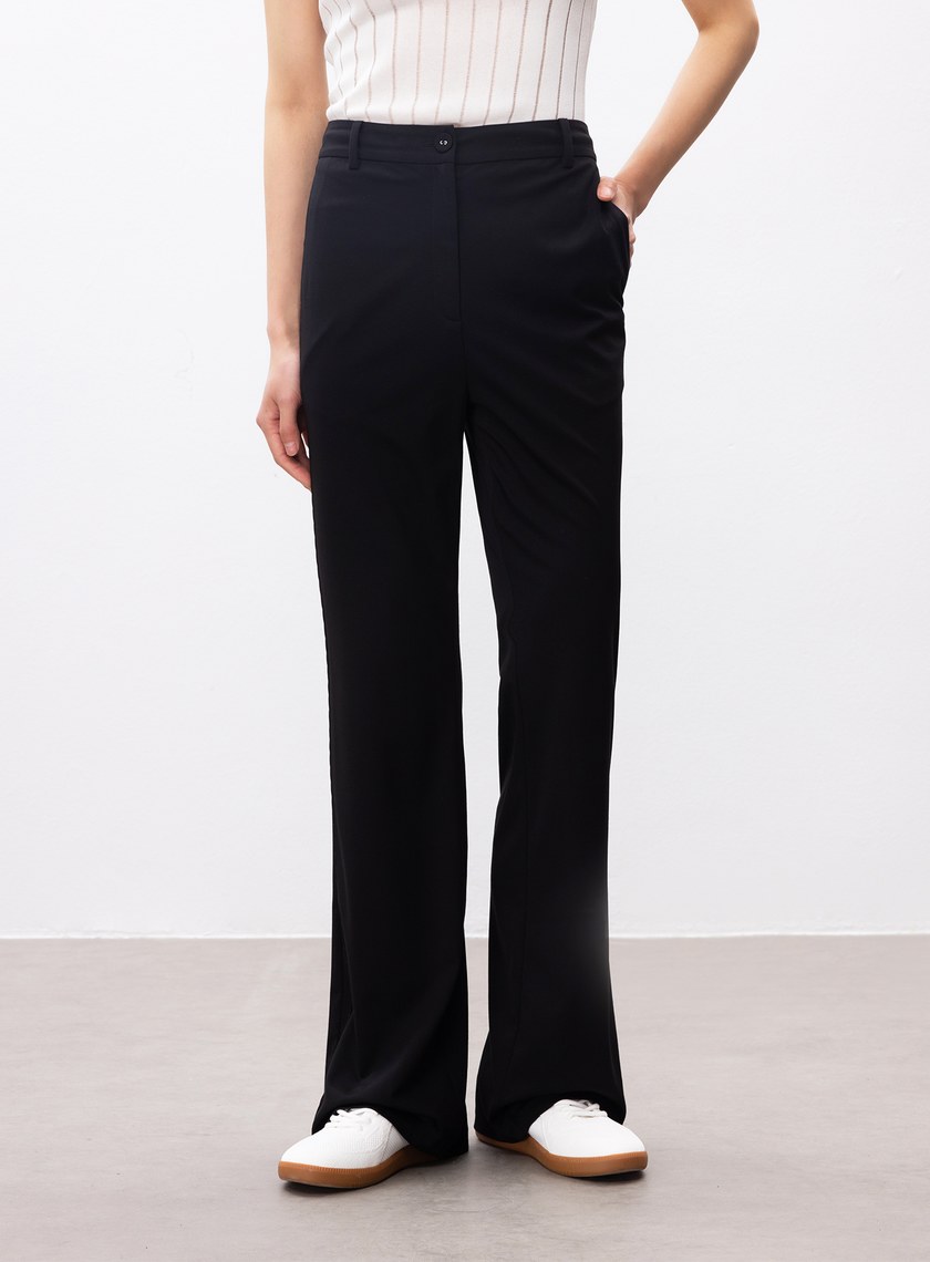 涼感天絲彈性喇叭西裝褲