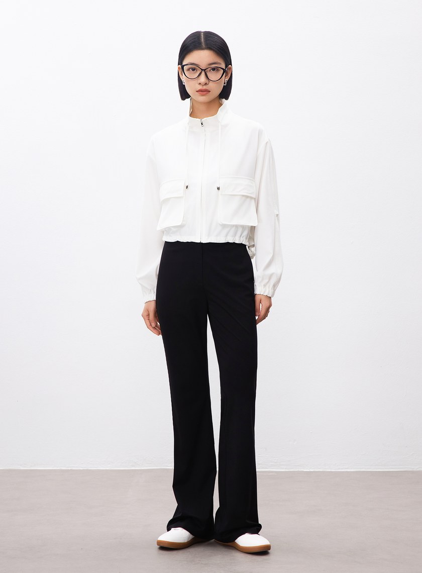 涼感天絲彈性喇叭西裝褲