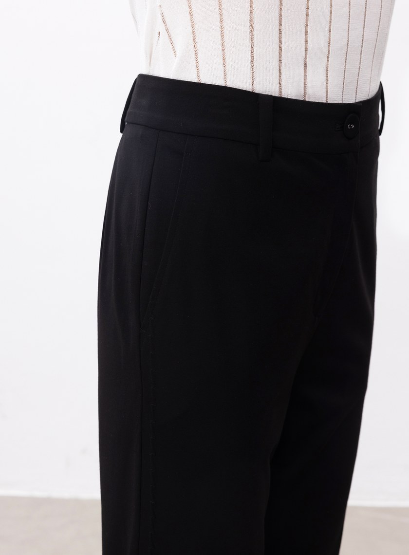 涼感天絲彈性喇叭西裝褲