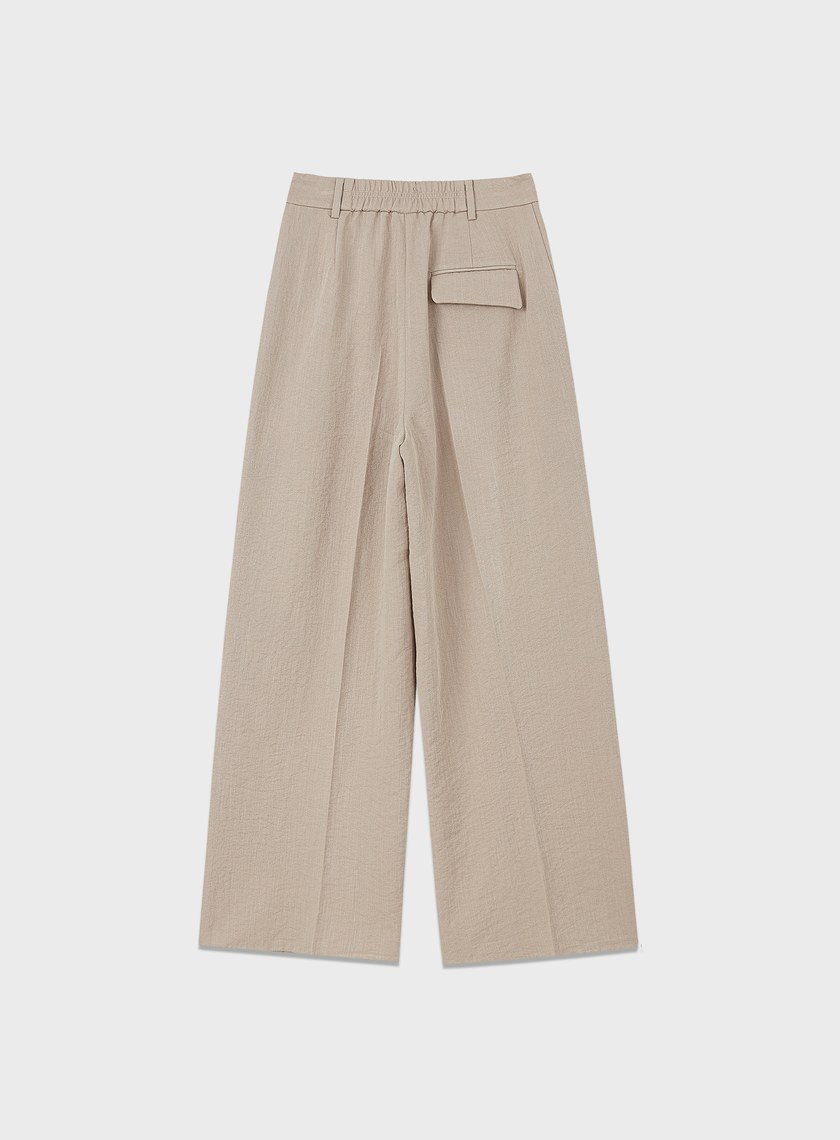 鬆弛感斜門襟垂順闊腿褲