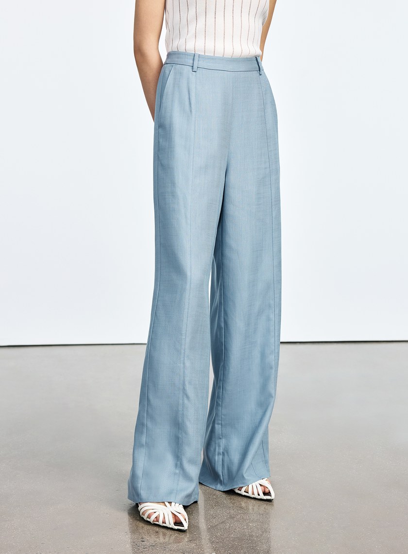 涼感天絲直筒寬褲