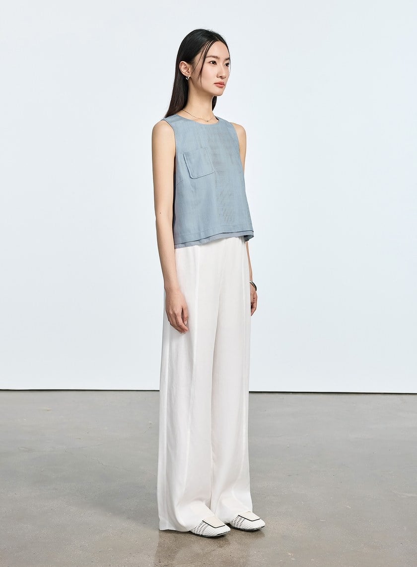 涼感天絲直筒寬褲