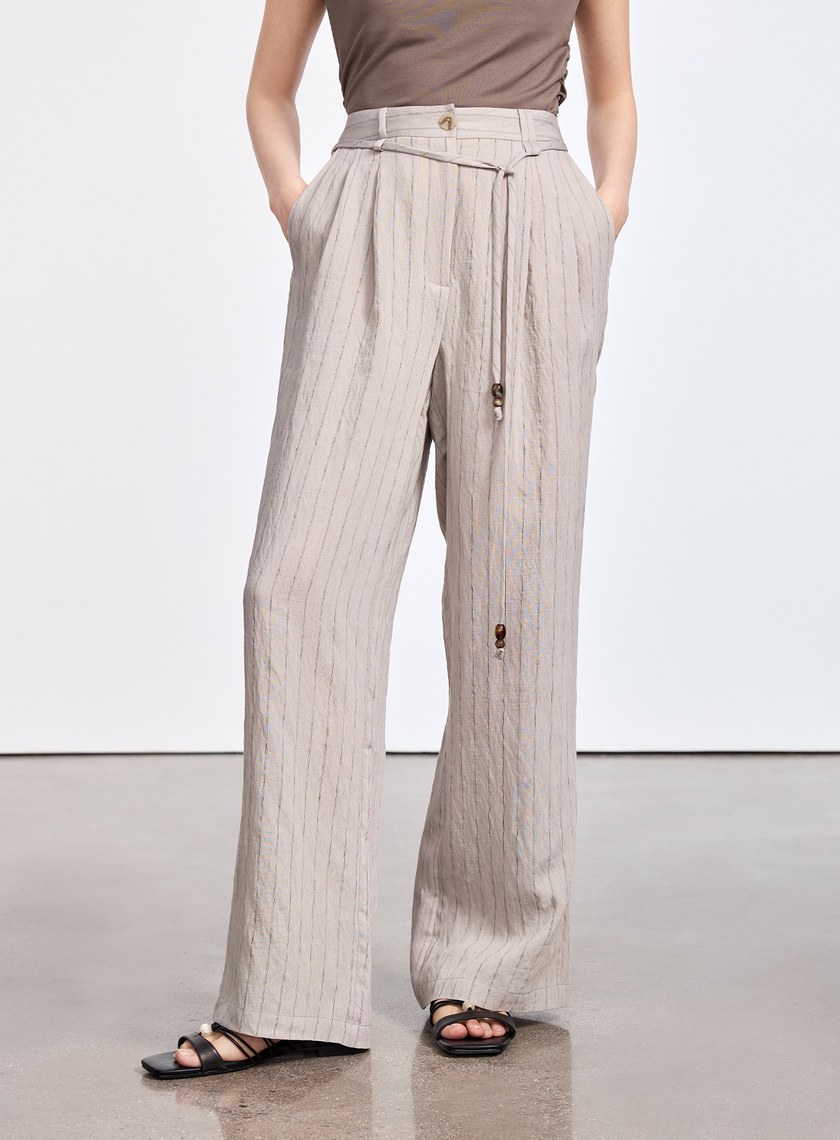 法式仿麻輕盈寬褲