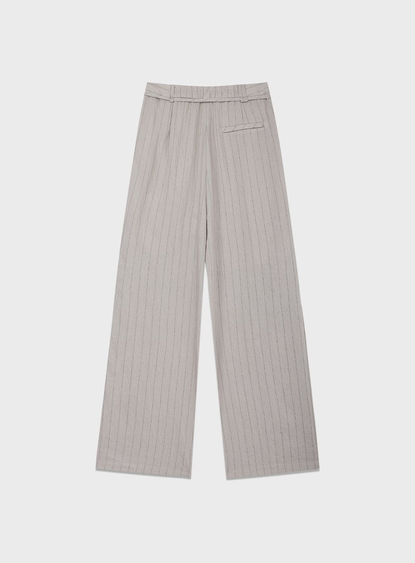 法式仿麻輕盈寬褲