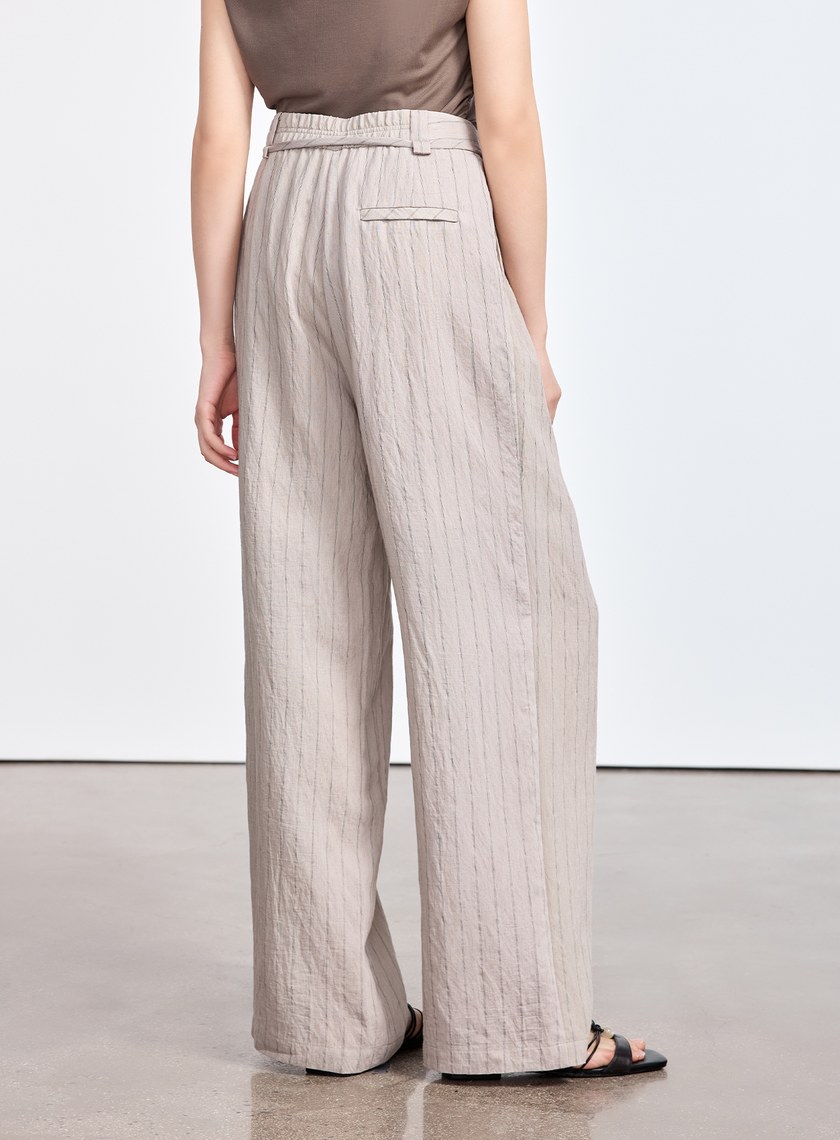 法式仿麻輕盈寬褲