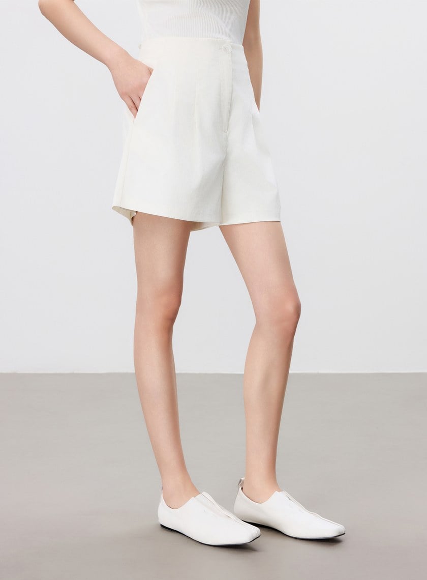 防曬陶瓷紗線雙褶西裝短褲