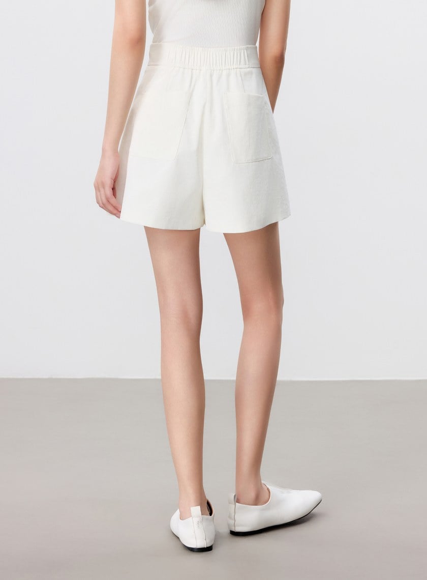 防曬陶瓷紗線雙褶西裝短褲