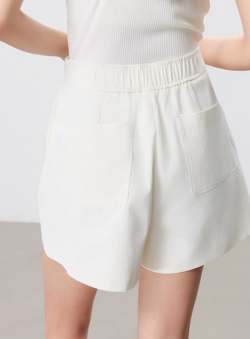 防曬陶瓷紗線雙褶西裝短褲