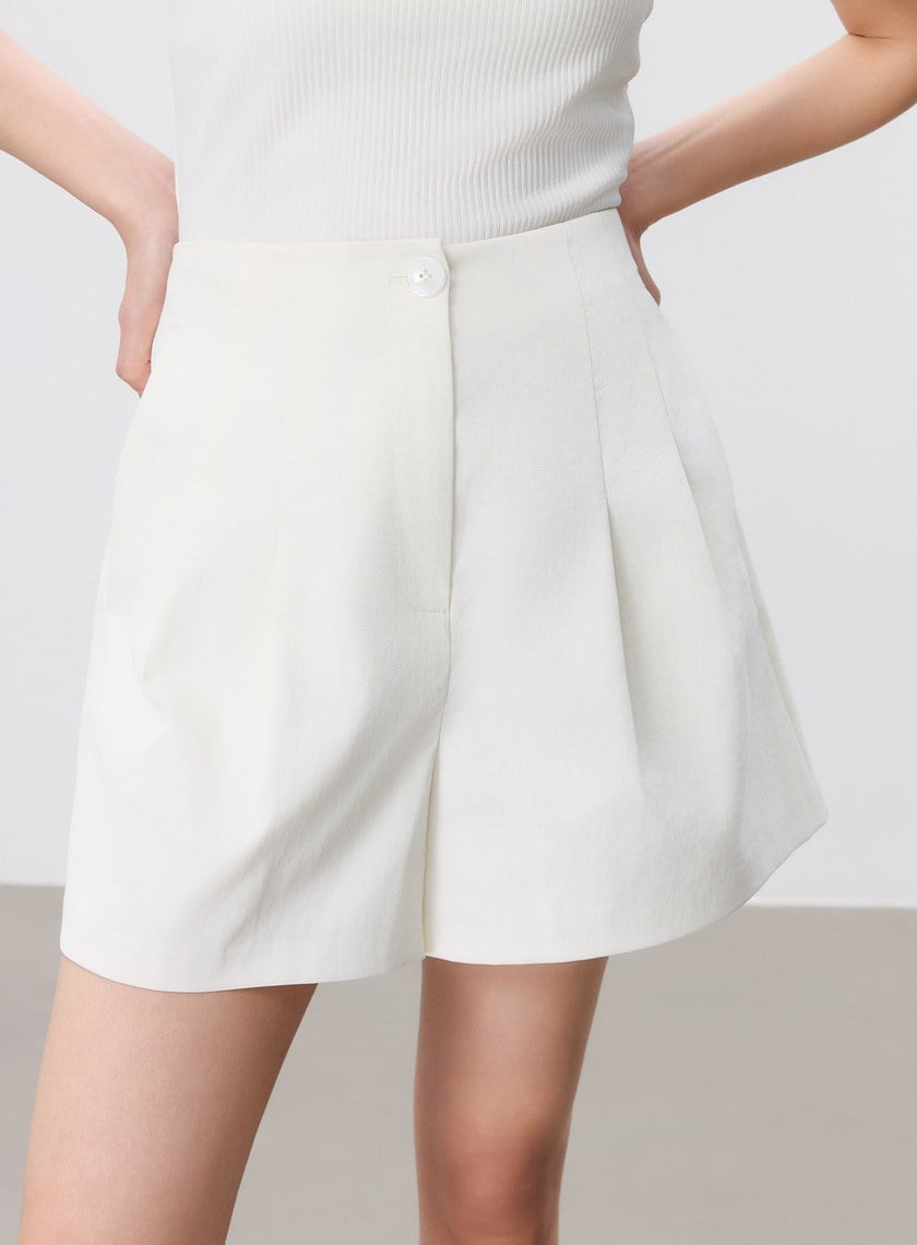 防曬陶瓷紗線雙褶西裝短褲