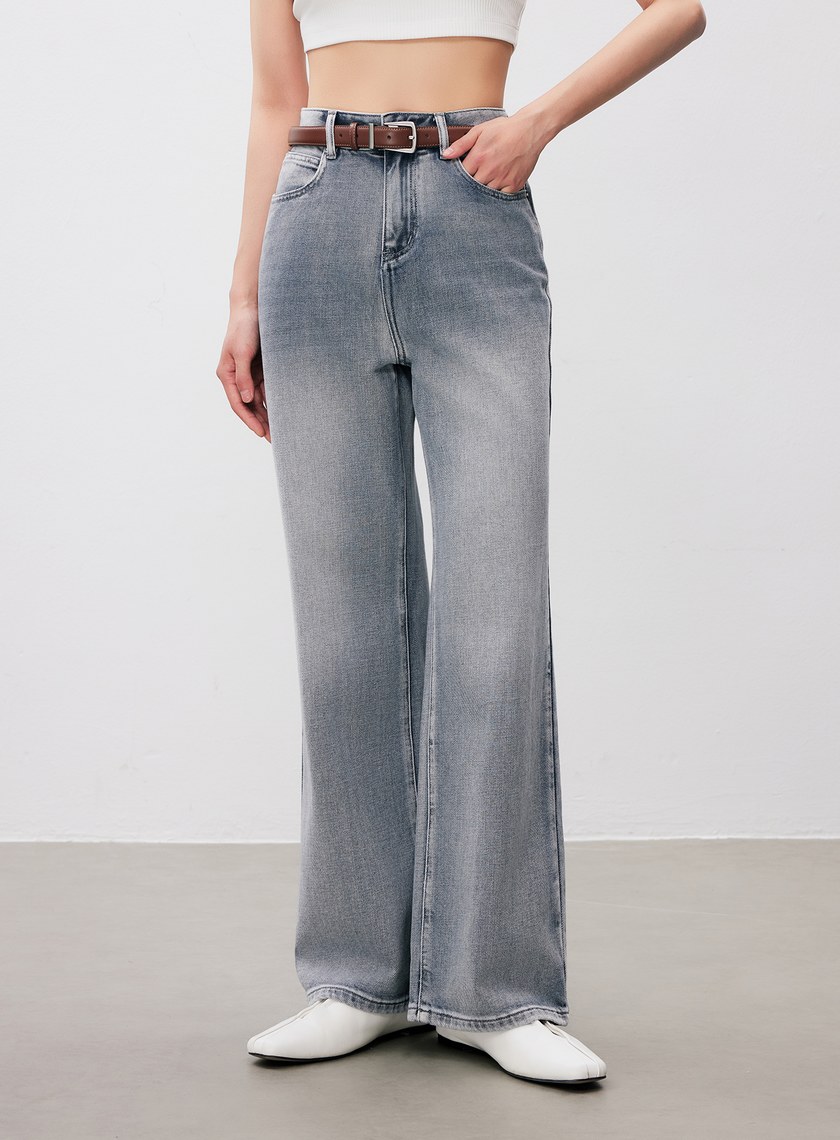 經典刷色直筒牛仔褲