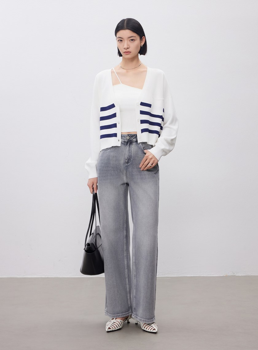 經典刷色直筒牛仔褲