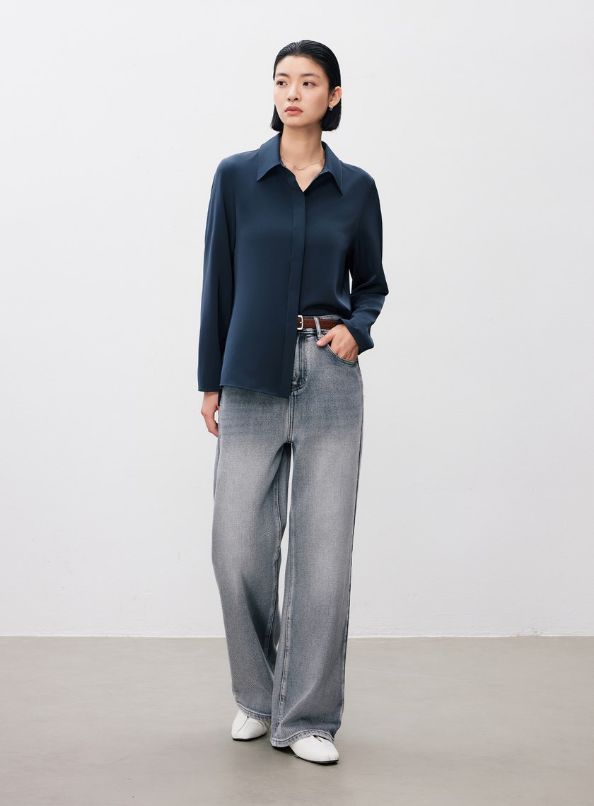 經典刷色直筒牛仔褲