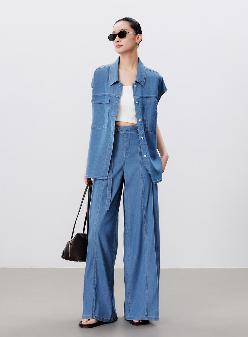 輕柔雲感環保牛仔寬褲