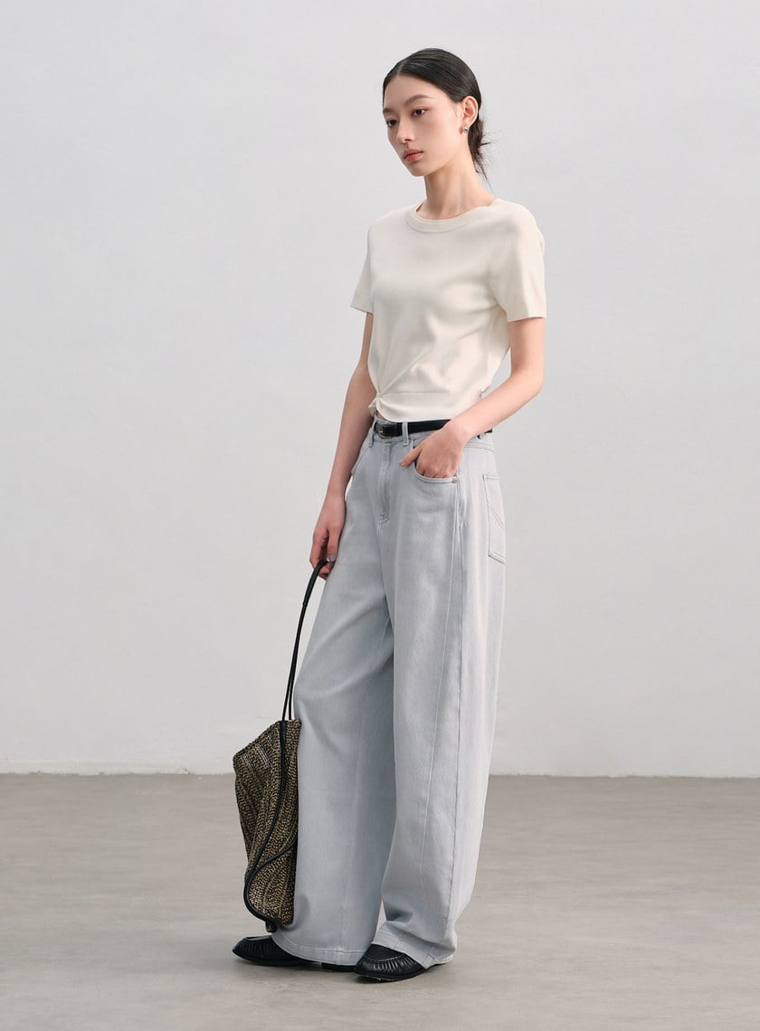 復古時髦牛仔彎刀褲