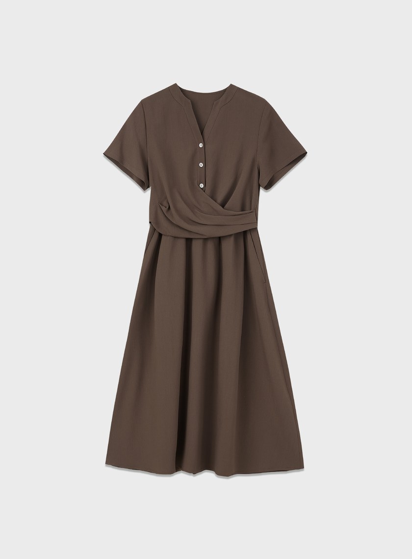 不對稱扭結收腰洋裝