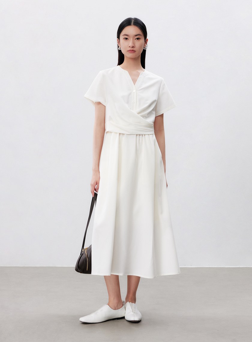 不對稱扭結收腰洋裝