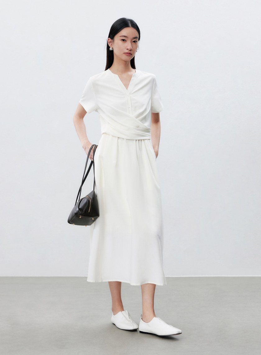 不對稱扭結收腰洋裝