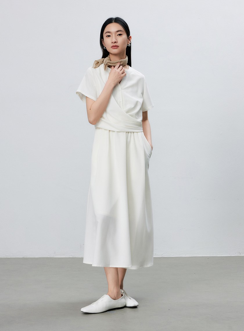 不對稱扭結收腰洋裝