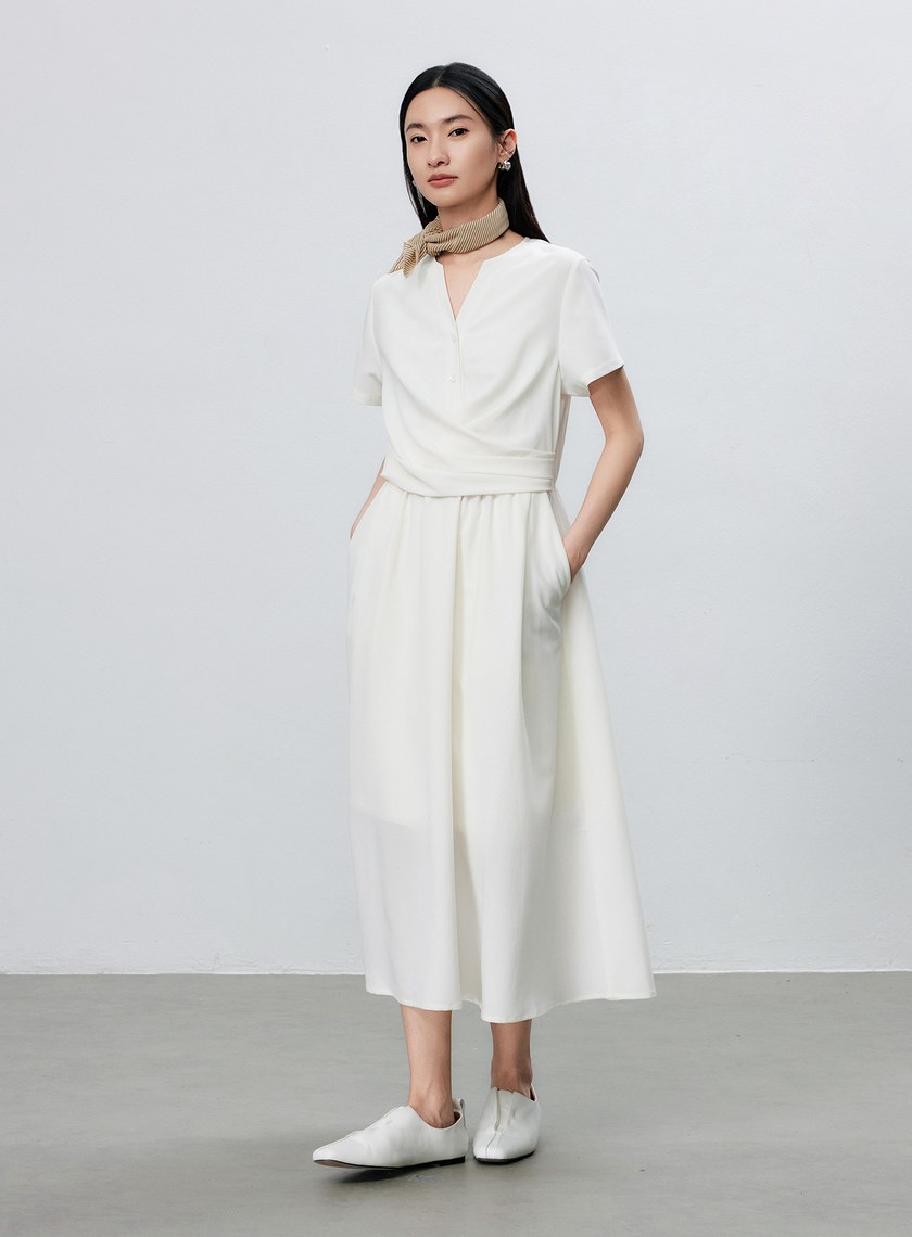 不對稱扭結收腰洋裝