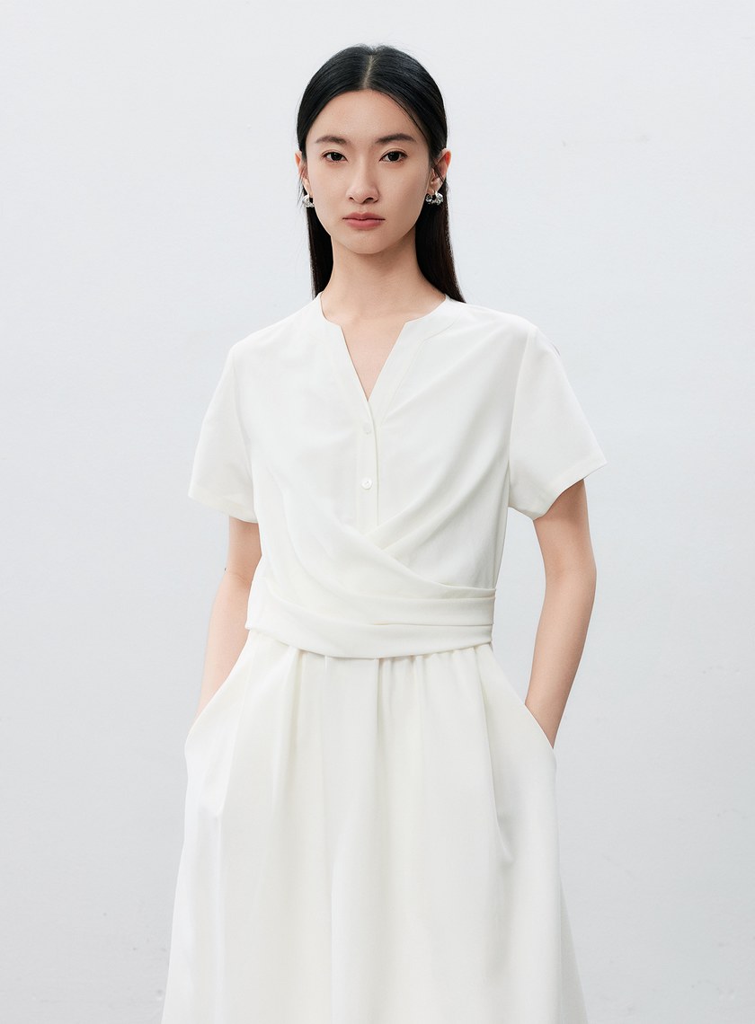 不對稱扭結收腰洋裝